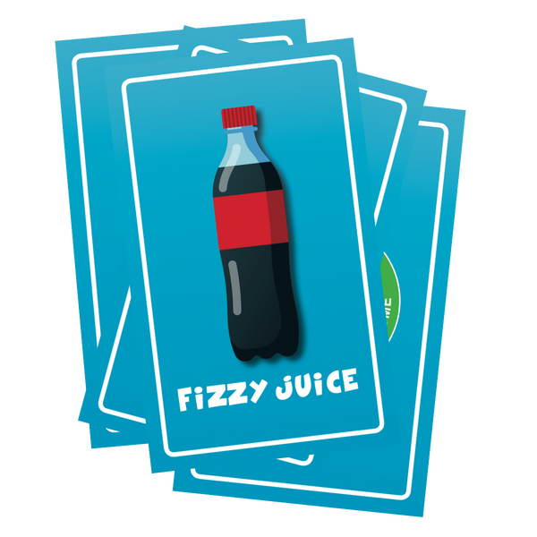 Bowl or Bin dog card showing fizzy juice.