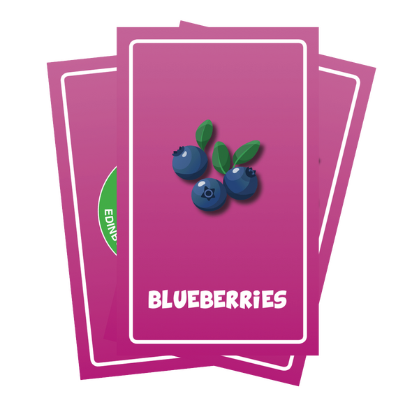 Bowl or Bin cat card showing blueberries
